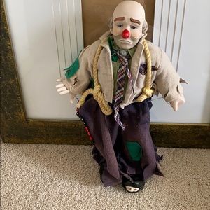 Vintage porcelain and material Hobo Clown doll